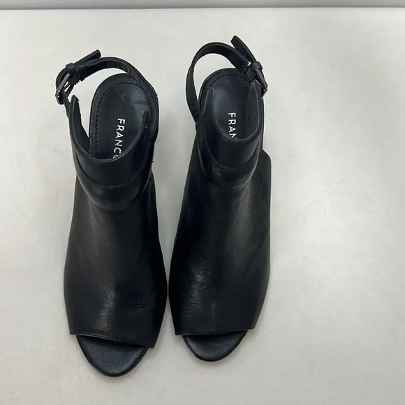 FRANCO SARTO SIZE 6 BLACK Leather Slingback Peek A Boo Toe Heeled - Picture 6 of 11